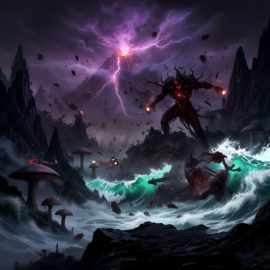 AI War Scene: Conflict and Destruction