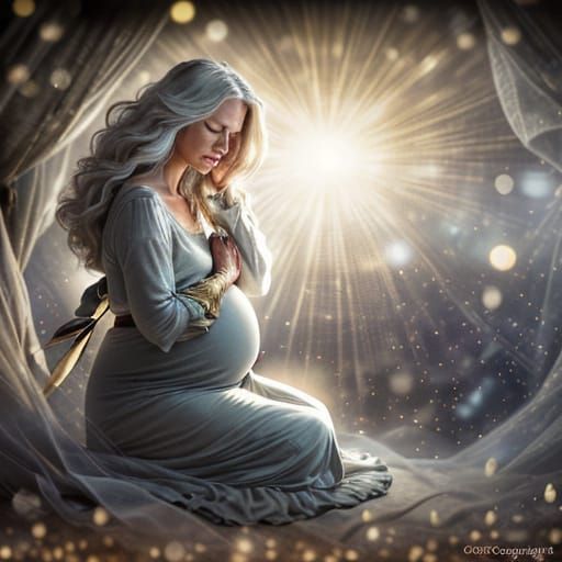 Glowing Portrait of Pregnant Woman in Soft Golden Light