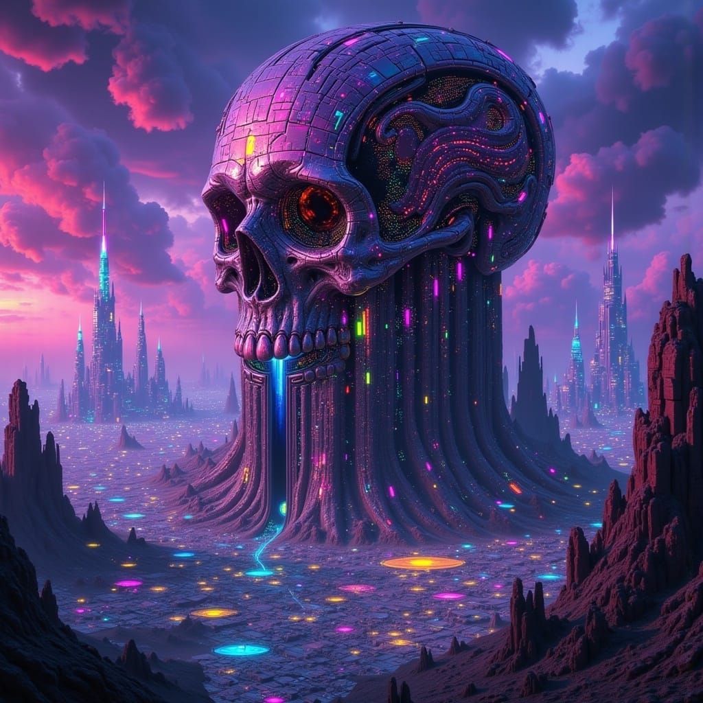 Neon Skull Citadel: A Cyberpunk Metropolis
