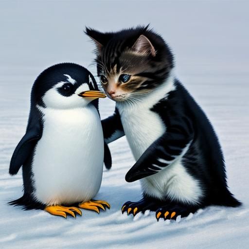 Kitten and Penguin Playdate: An Adorable Encounter