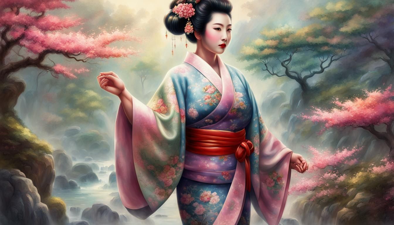 Curvaceous Geisha in Ethereal Fantasy Style