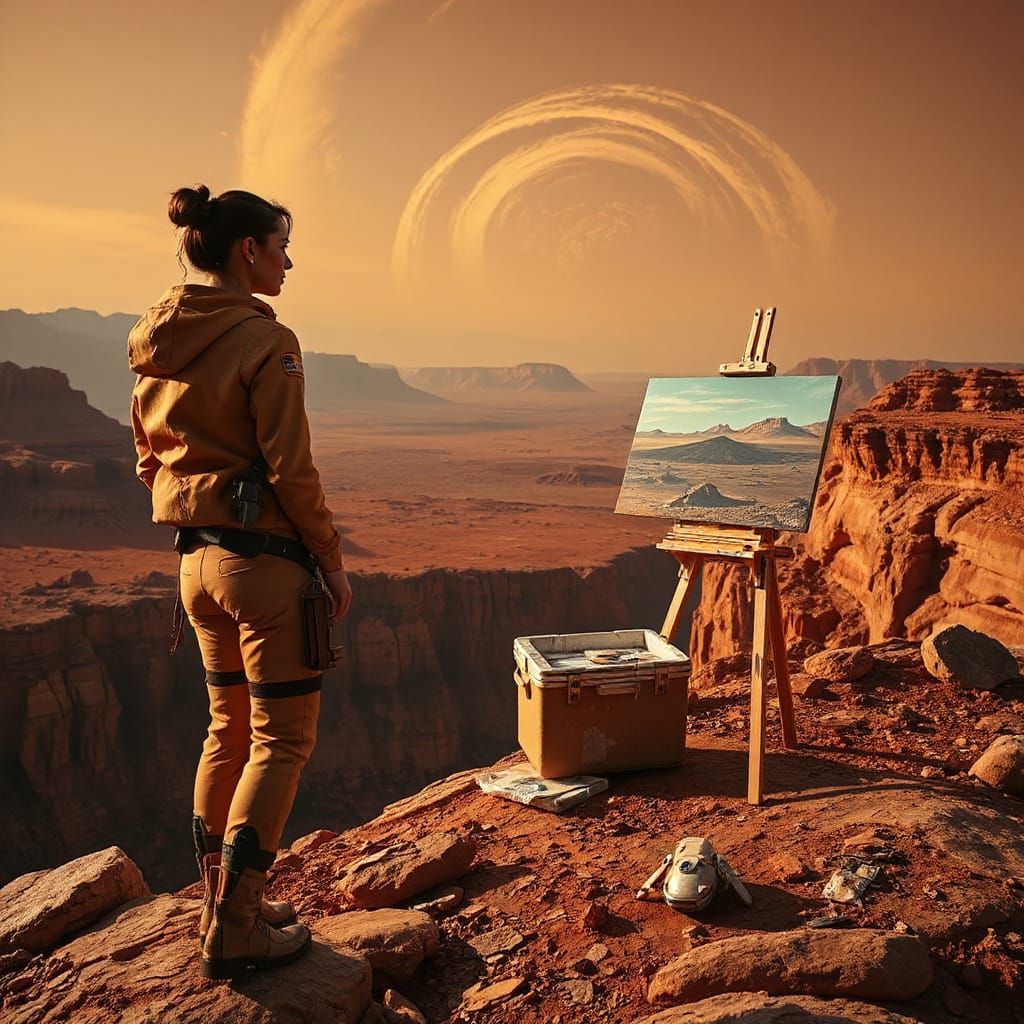 Artist Paints Martian Canyon Landscape in Cinematic Style