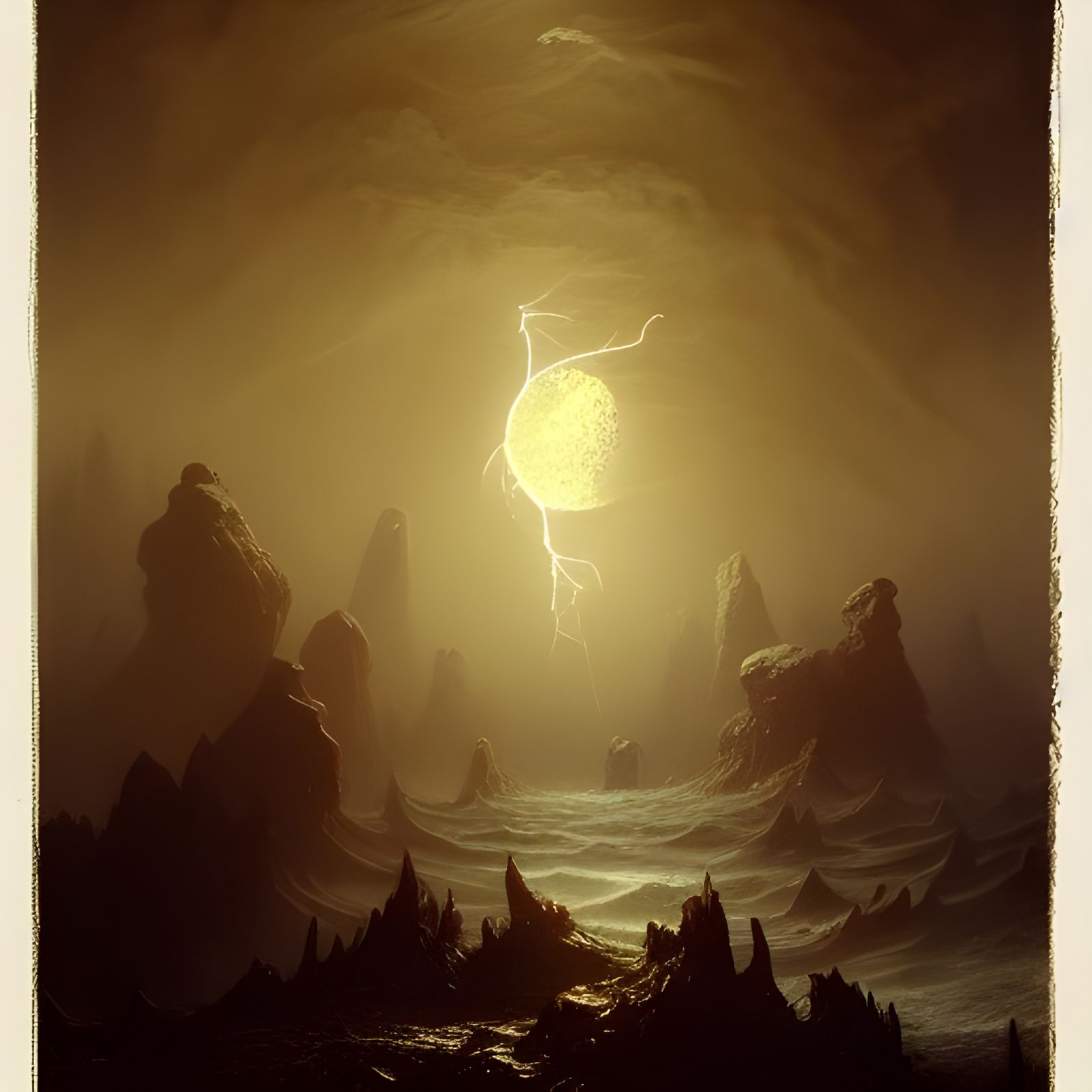 Hyperdetailed Tentacles on Moon in Dark Storm