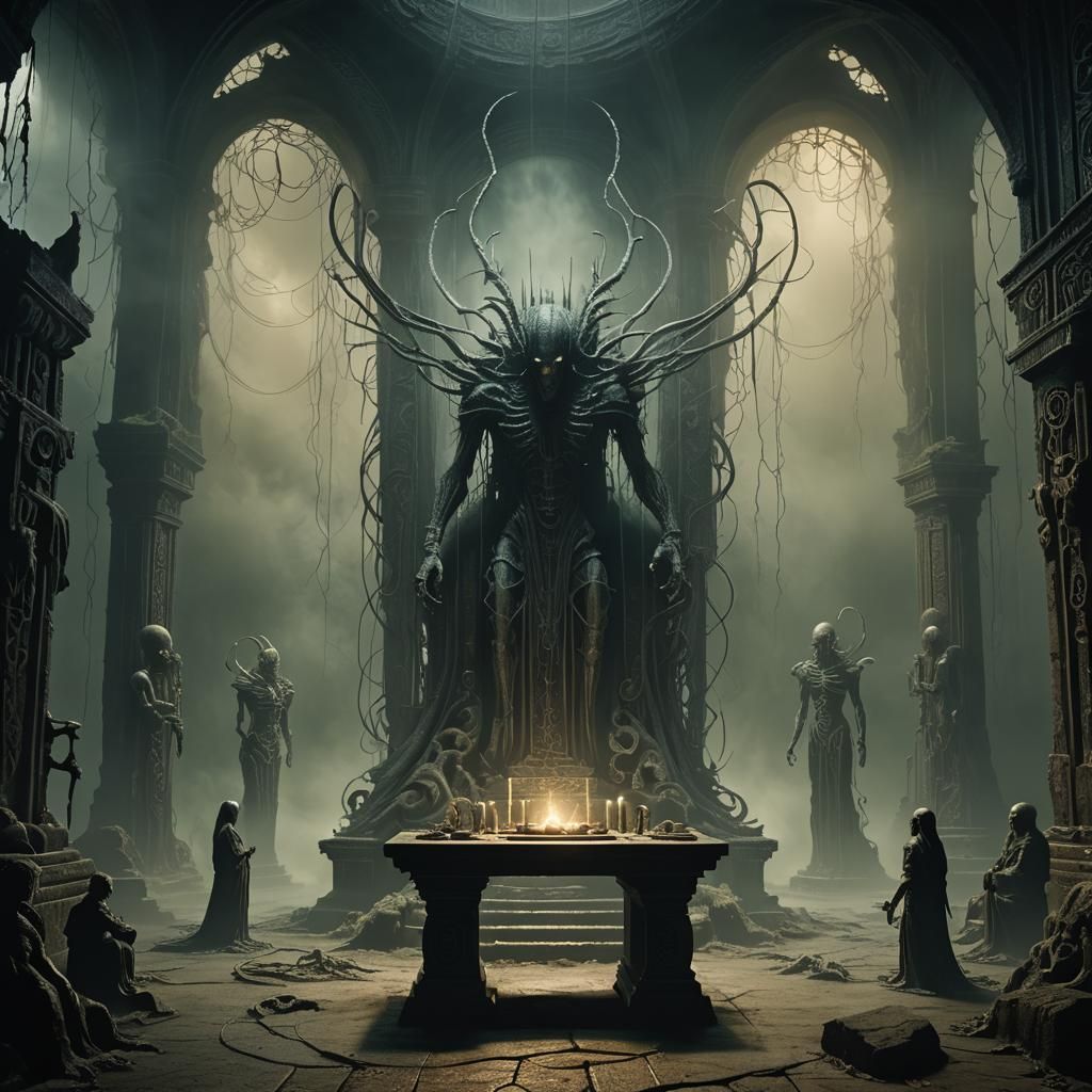 Mystical Fantasy Altar of Shadow Creatures