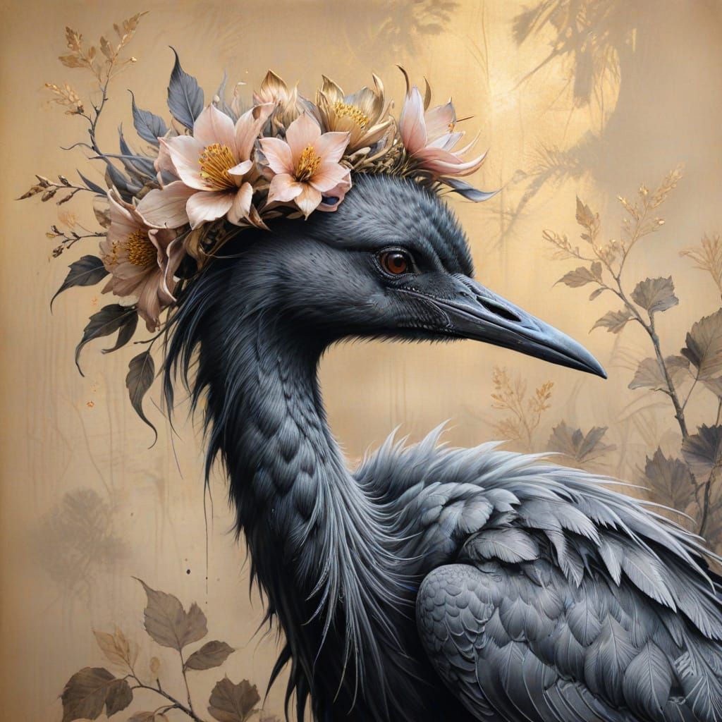 Black Cranes Sketch in Sfumato Technique