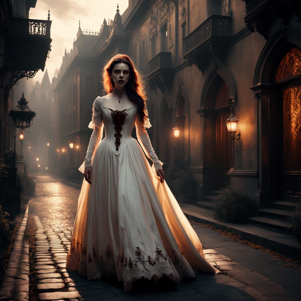 Ethereal Victorian Vampire Princess in Muted Colors