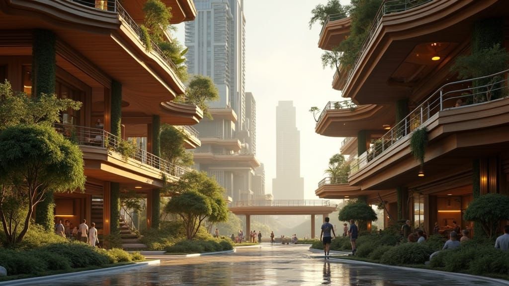 Eco-Friendly Cityscape in Futuristic Harmony