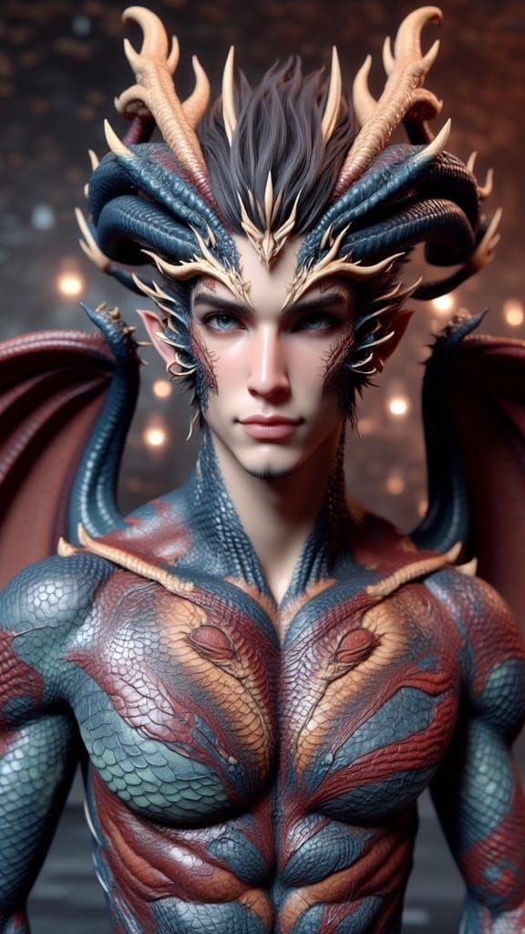 Surreal Dragon Man Unites Winter Magic