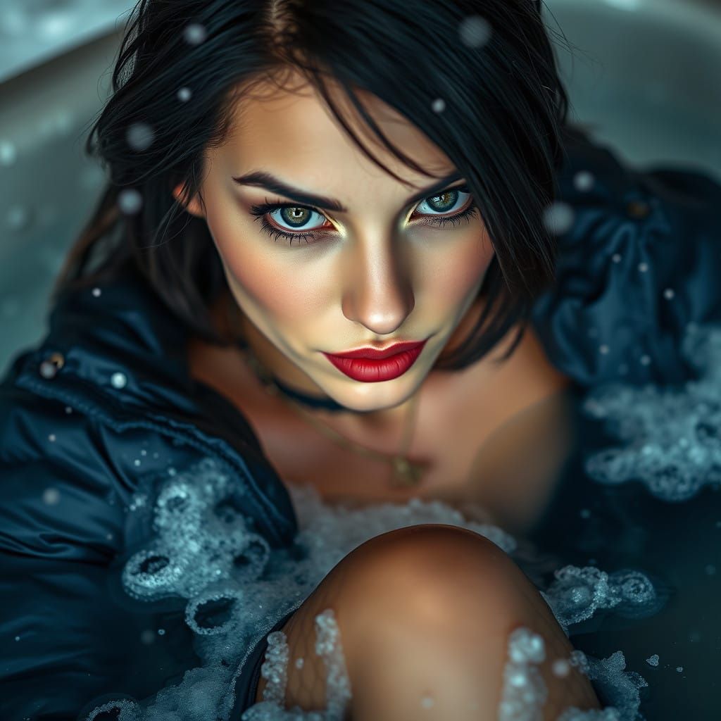 Confident Beauty in Snowy Serenity