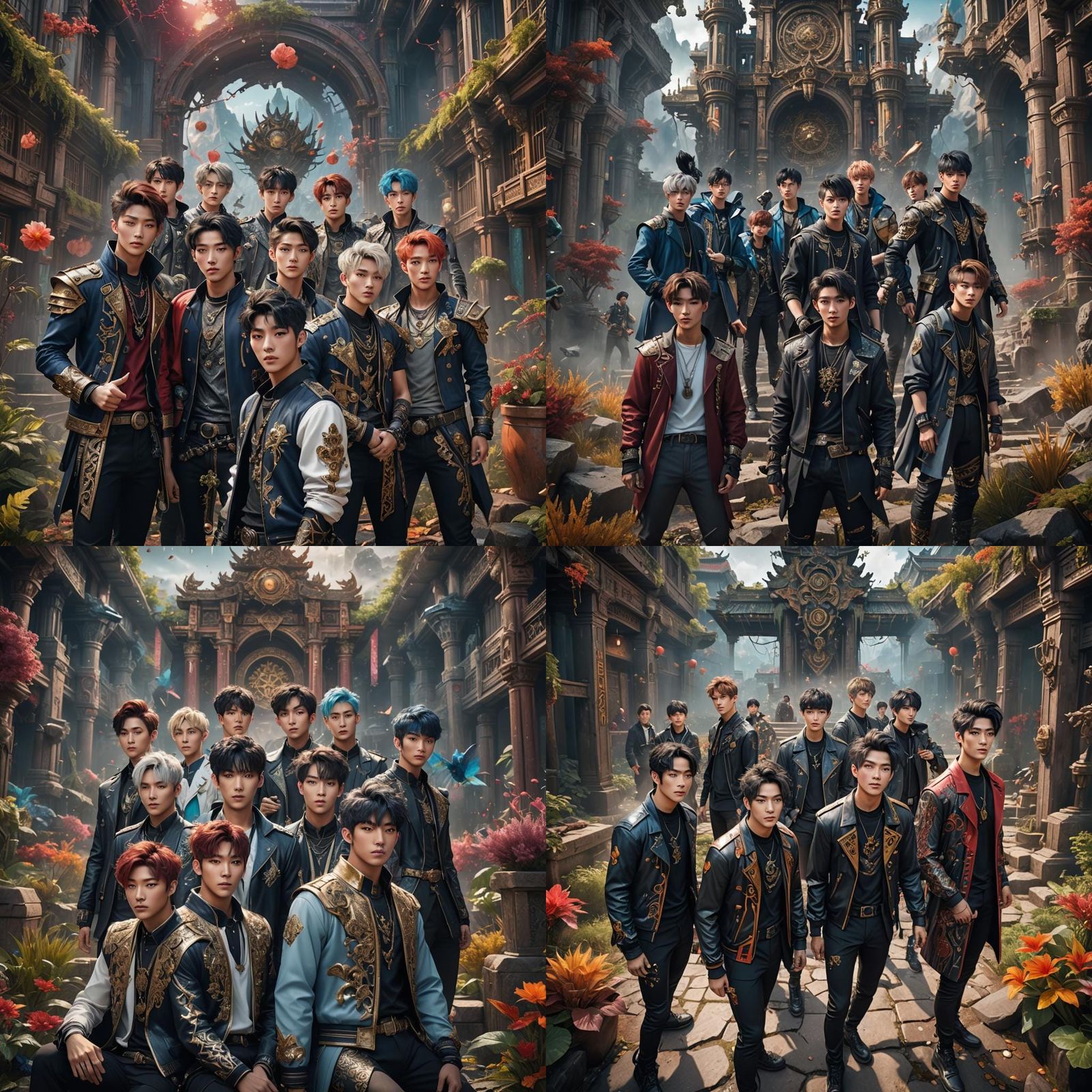 K-Pop Boy Group: Detailed Matte Painting