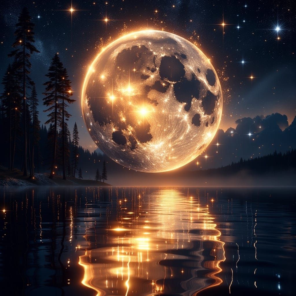 Luminous Moon Illuminates the Cosmos in Stunning Realism