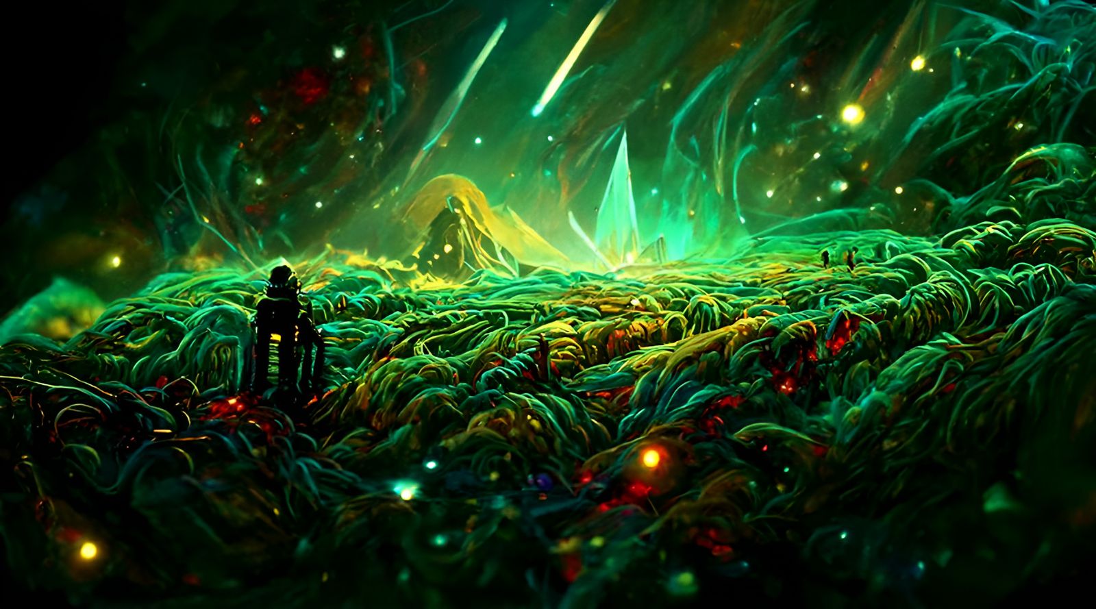 Cosmic Crystal Landscape: Dreamlike Sci-Fi Painting