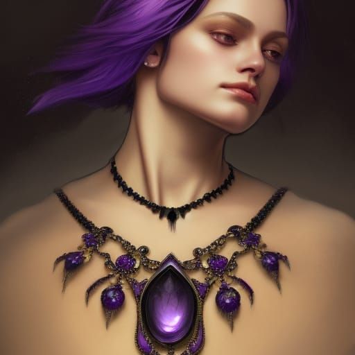 Beautiful purple gothic amethyst necklace with Rainbow moon stones& Black crystals& Black gold metal