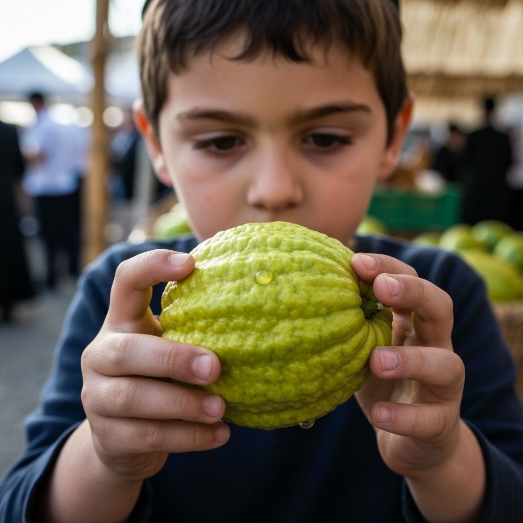 Child's View of Etrog in Vivid Green-Yellow