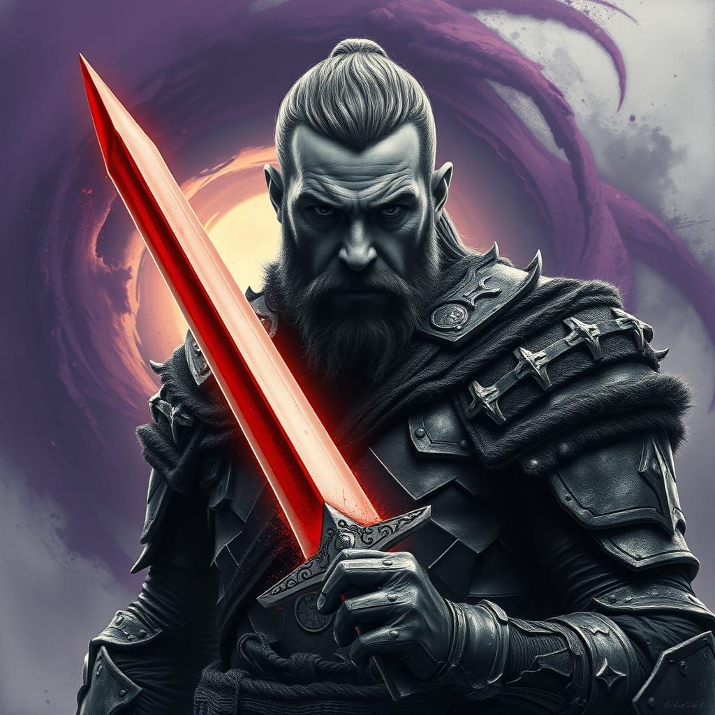 Fierce Warrior Stands Resolute in a World of Sorrow and Stre...