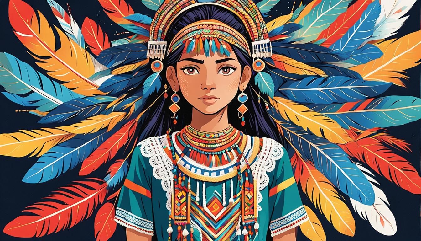 Anime Style Ava Guaraní Woman in Traditional Attire