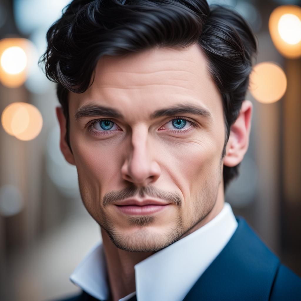 Victorian Man Portrait with Natural Bokeh Lighting