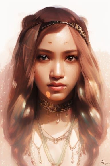 Indonesian Woman with Jeweled Headscarf