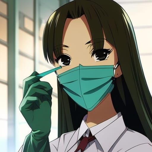 Female Dentist in Surgical Mask: Anime Style