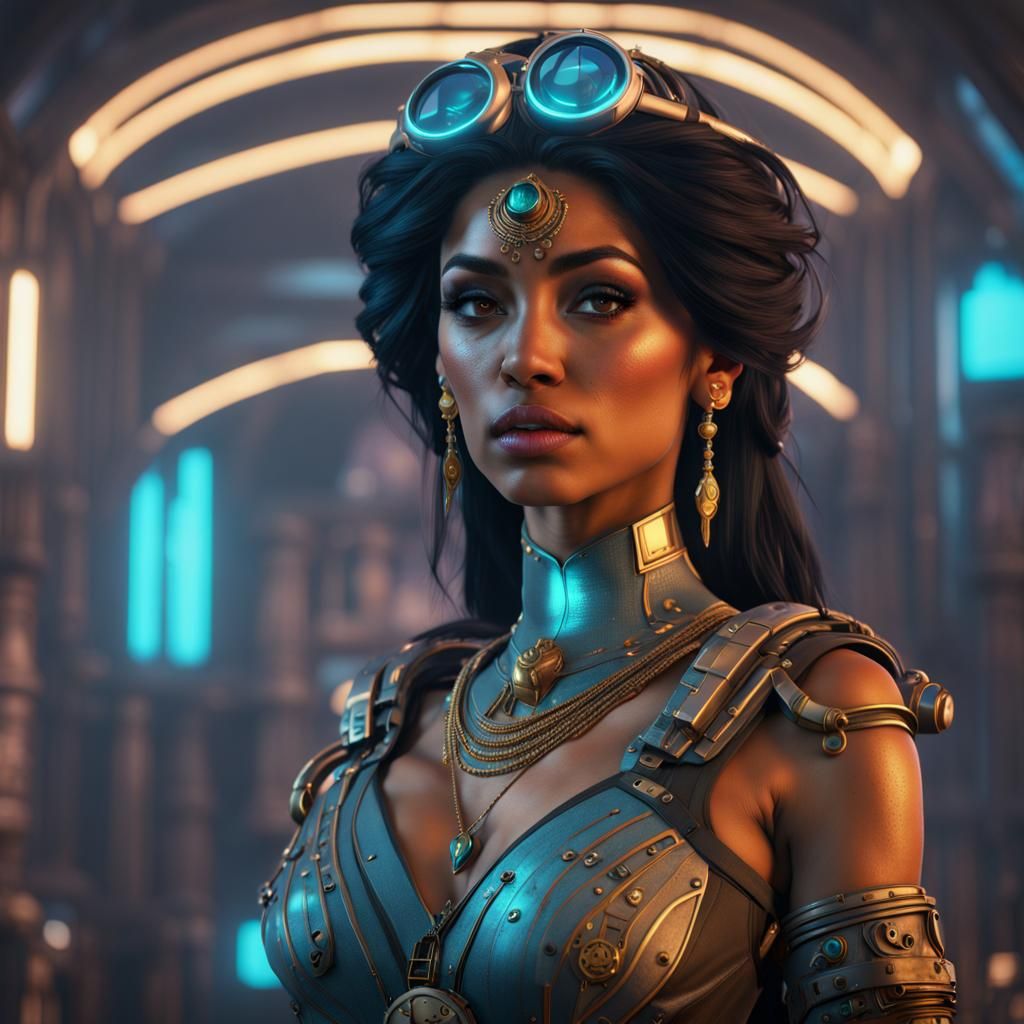 Princess Jasmine in Cyberpunk Style, 8K Unreal Engine