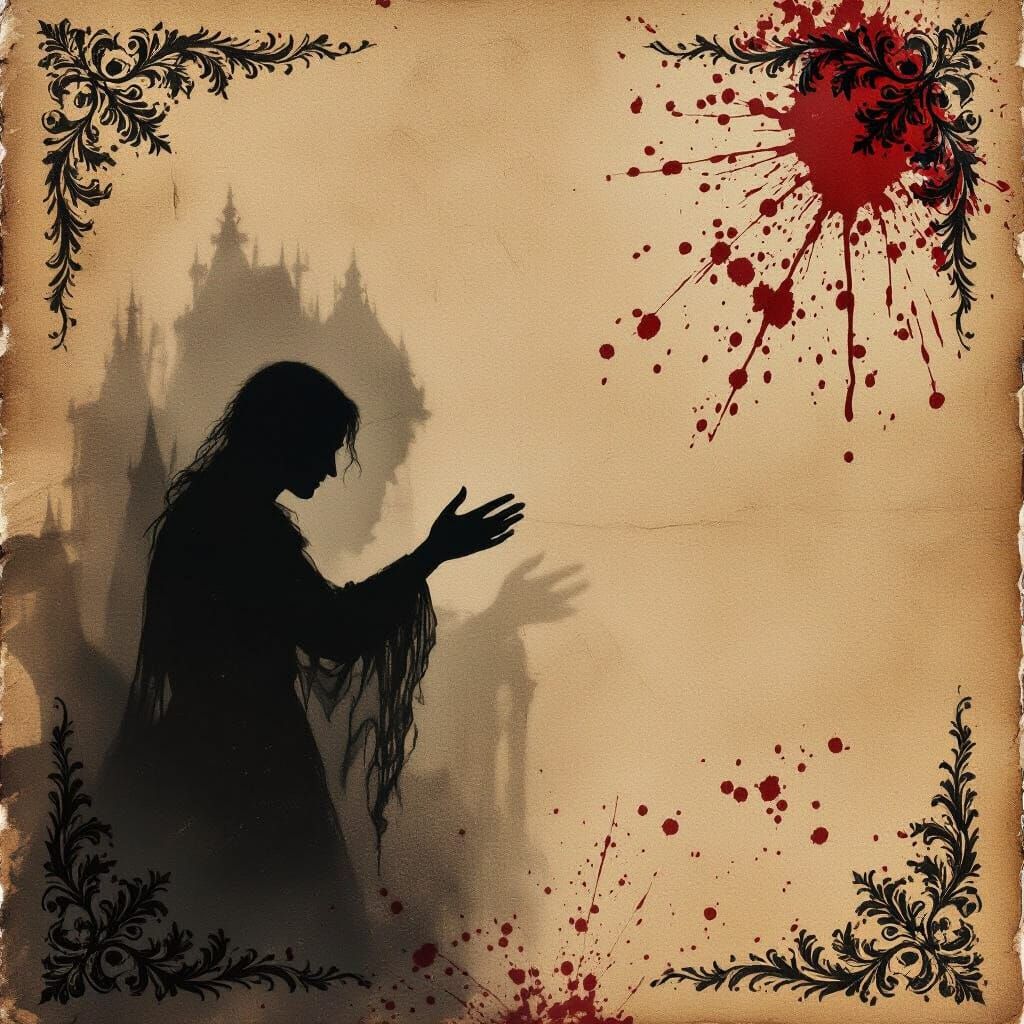 Gothic Romance Antique Paper with Ethereal Figure