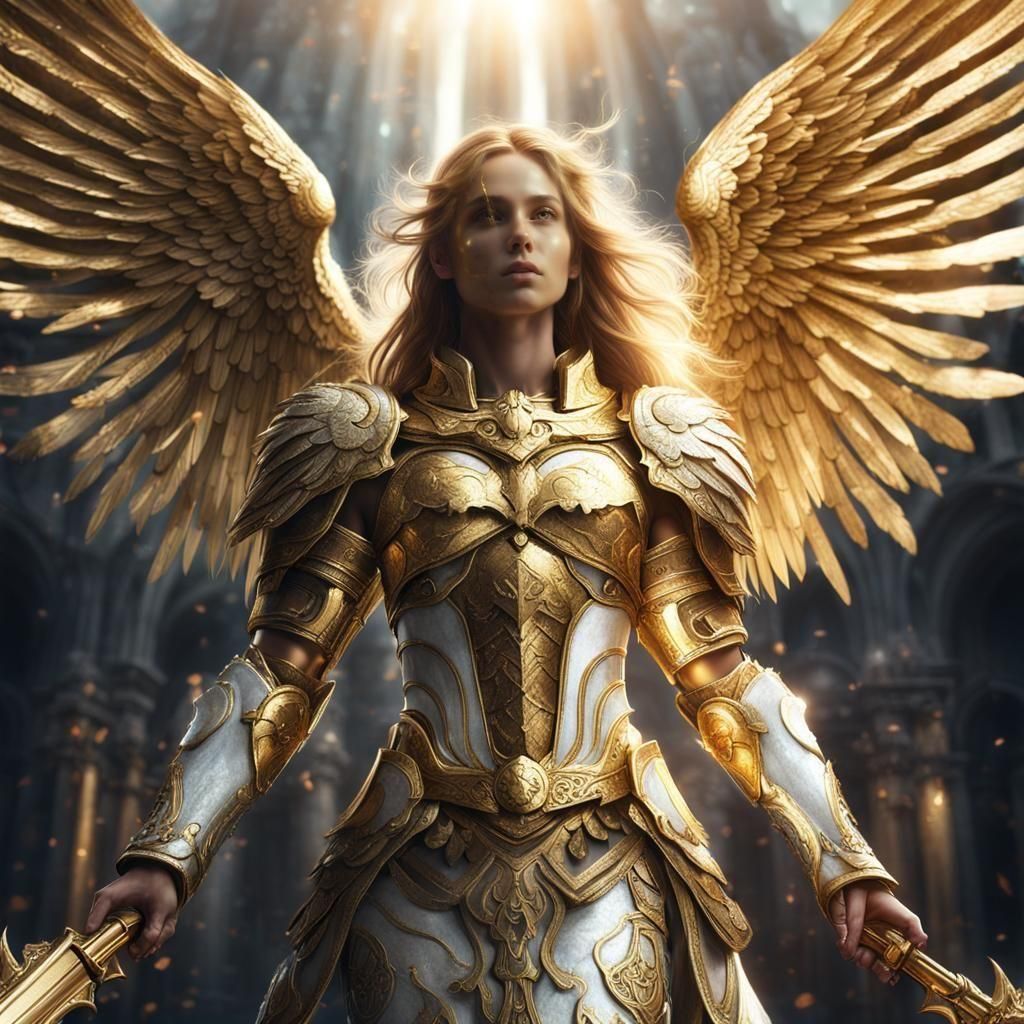 Golden Archangel in Heavenly Light