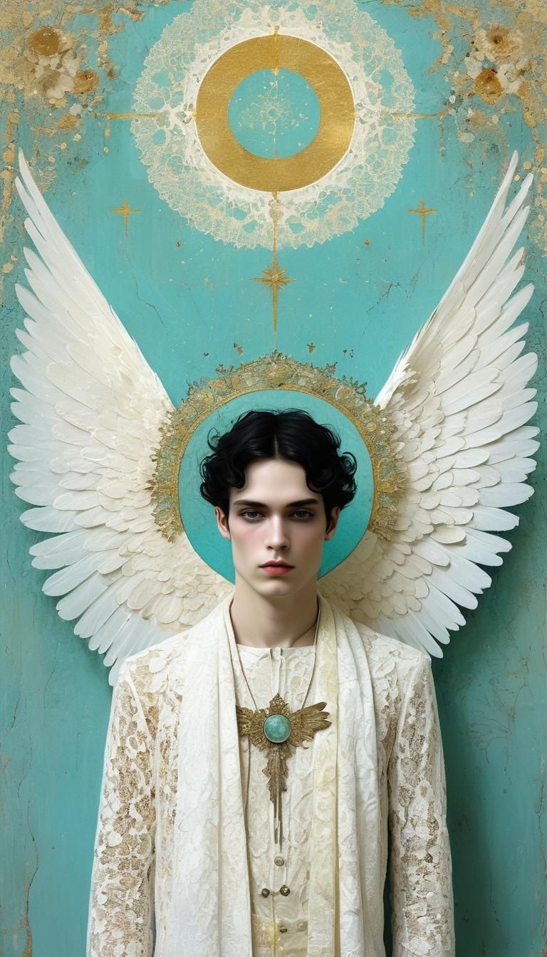 Celestial Man with Angel Wings Portrait