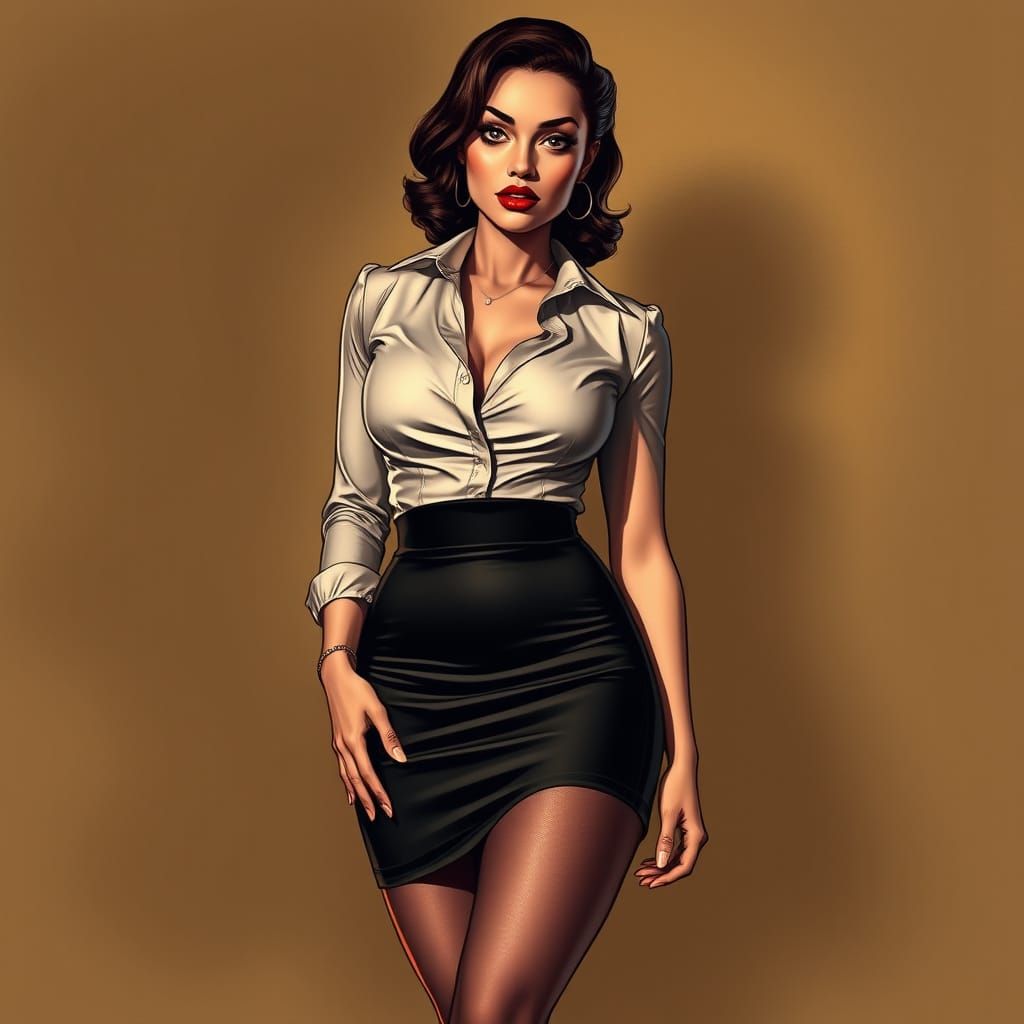 Confident, Curvaceous Woman in High-Fashion Aesthetic