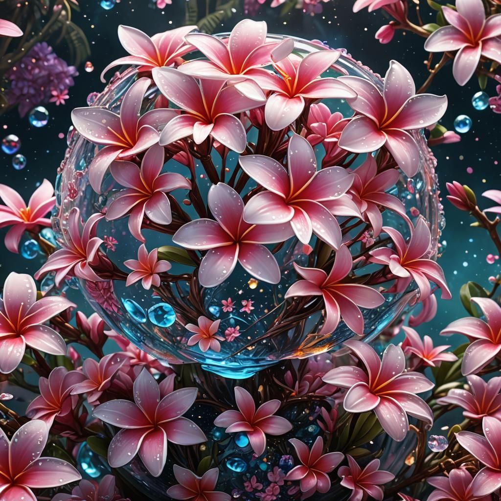 Crystal Plumeria Flower in Digital Art Style