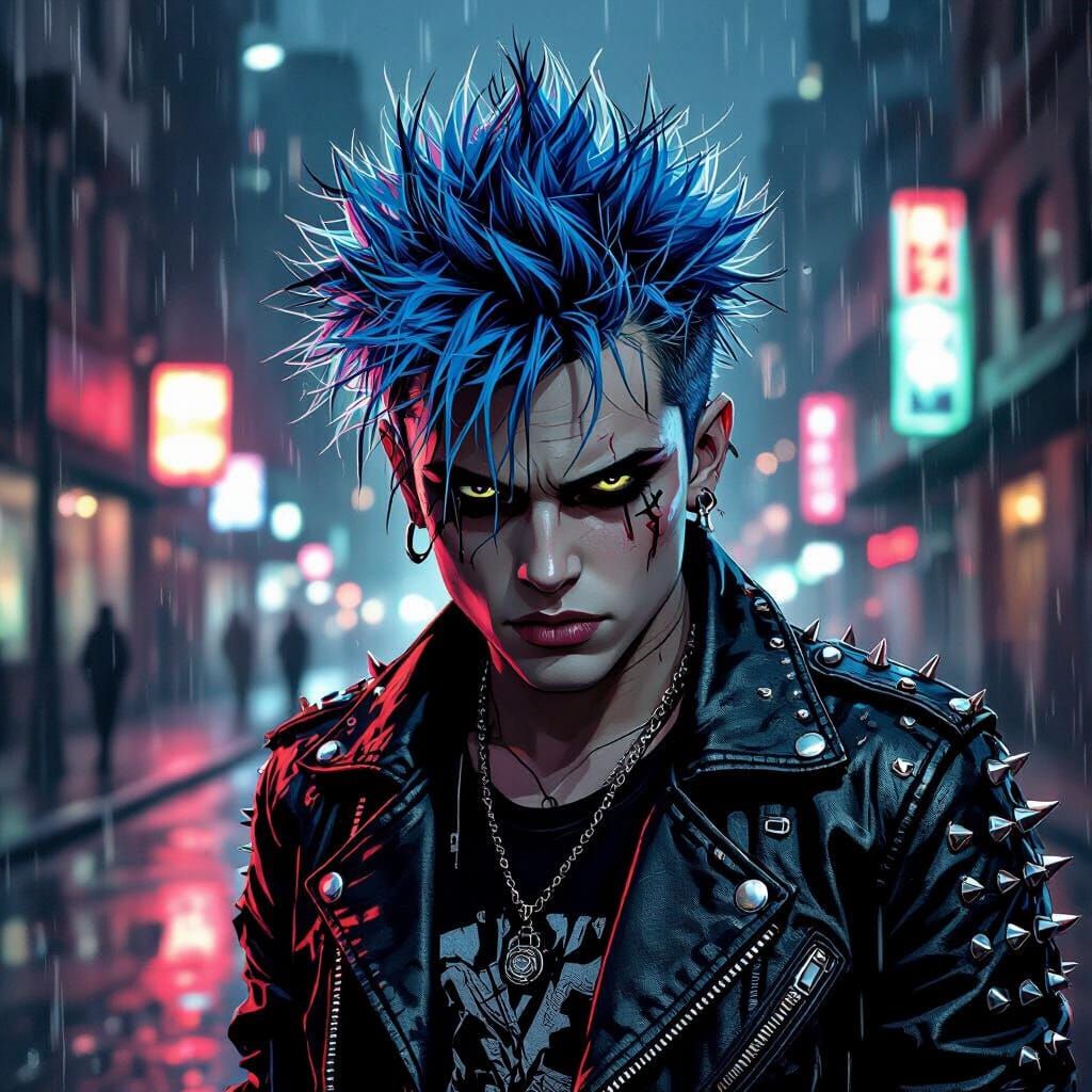 Punk Rock Musician Portrait in Graphic Novel Style