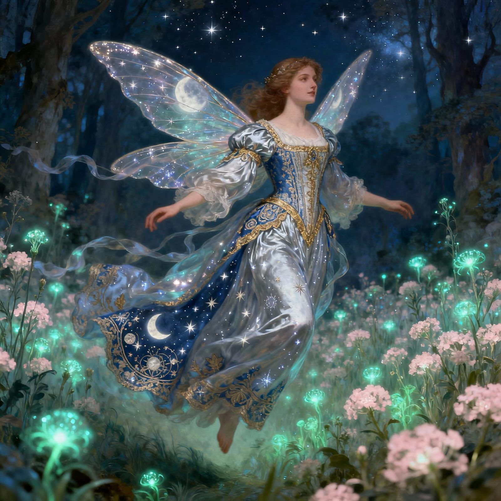 Elegant Fairy in Bioluminescent Garden