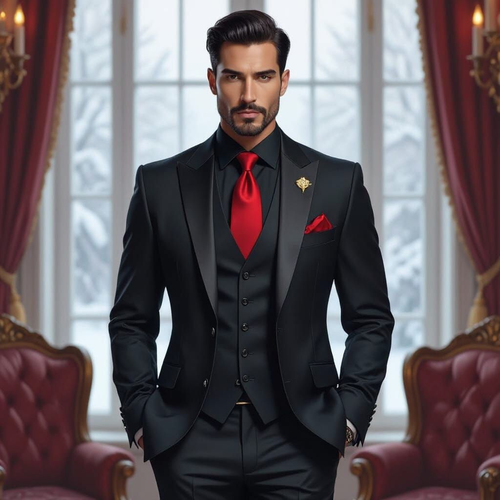 Formal Portrait in Opulent Sitting Room