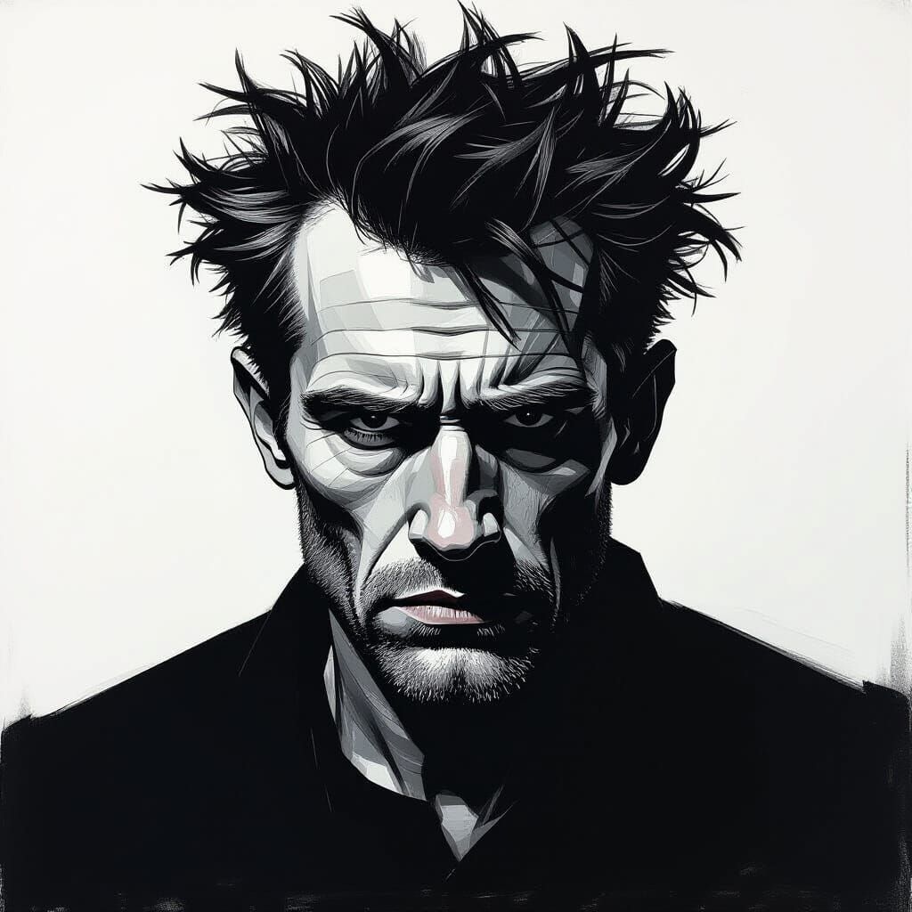 Dramatic Portrait with Textured, Unkempt Hair