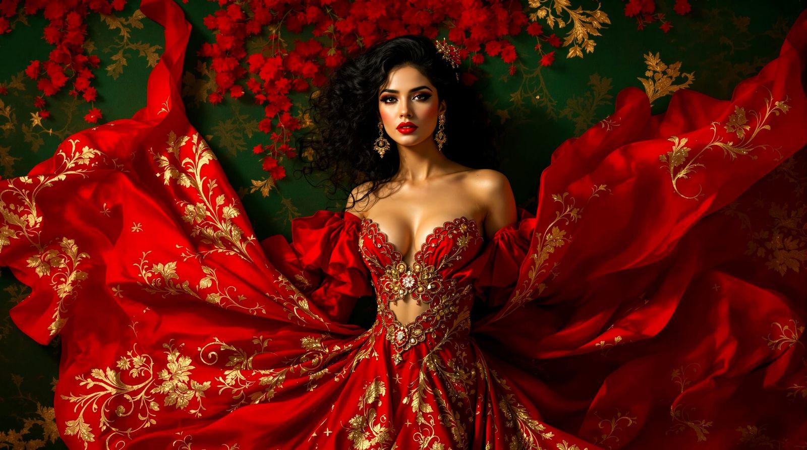 Spanish Flamenco Dancer in Pre-Raphaelite Style