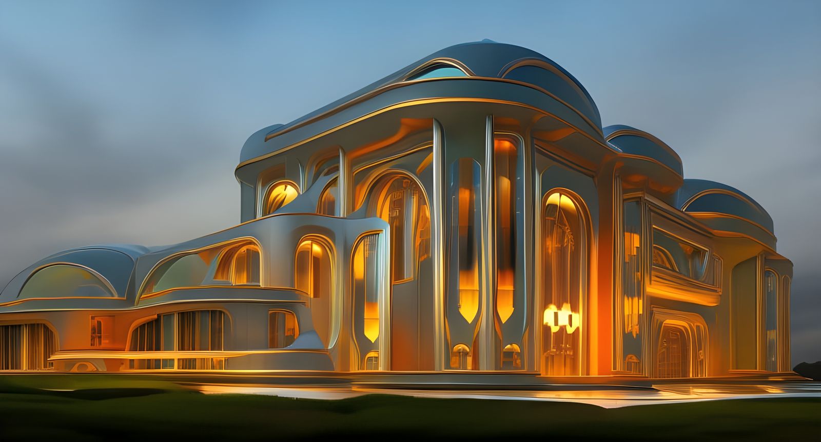 Art Deco Mansion in Retro-Futuristic Style