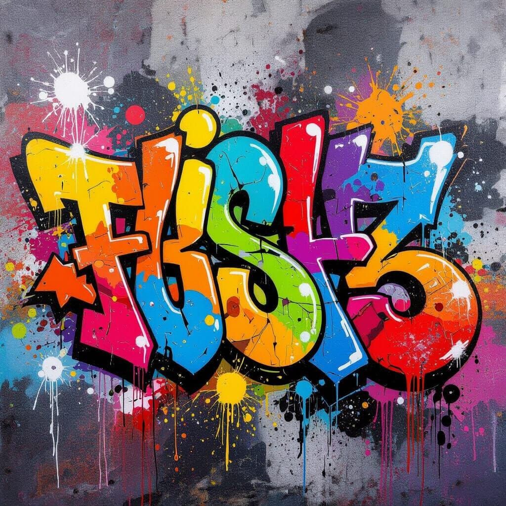 Vibrant Abstract Graffiti Art with Melting Colors
