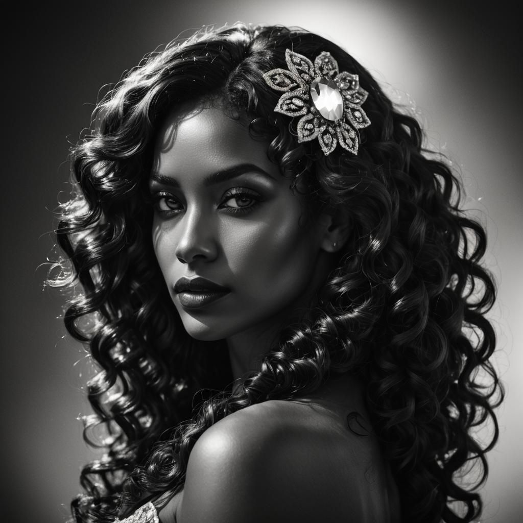 Striking Portrait of Woman with Dark Curls