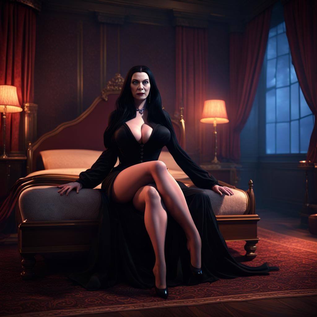 Morticia Addams pin-up girl