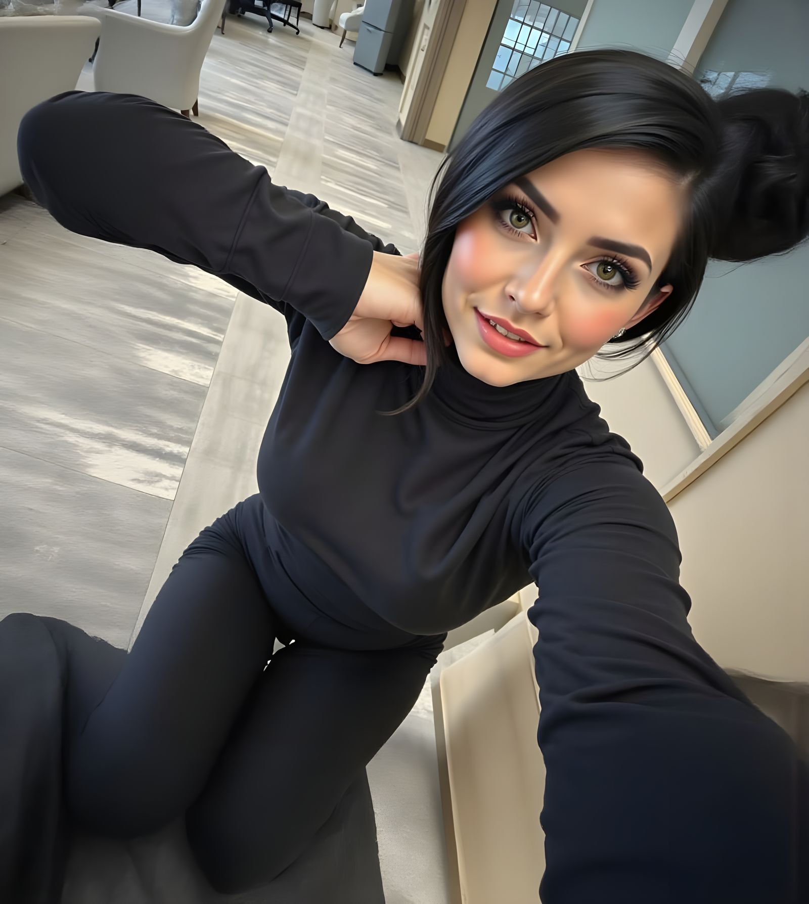 Confident Woman in Modern Office Self-Portrait