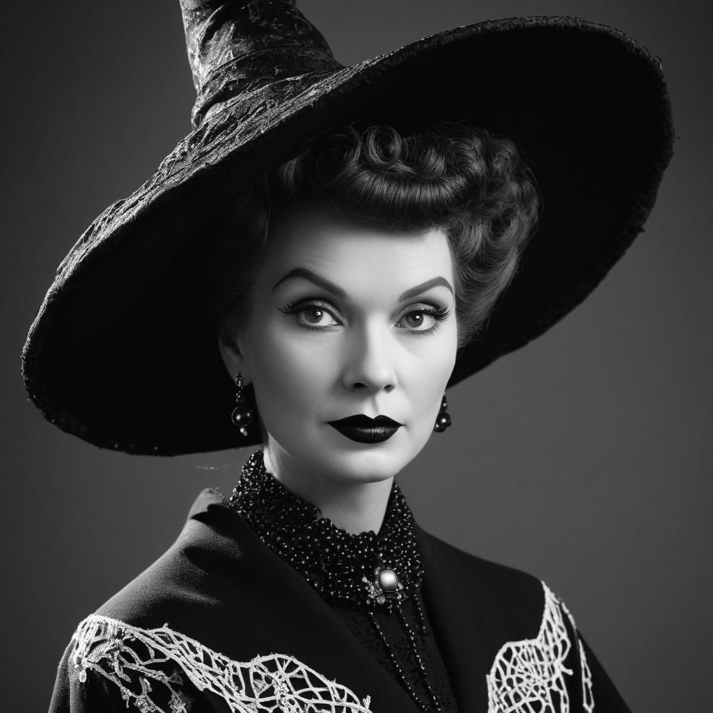 Classic 1950s Witch in Black and White
