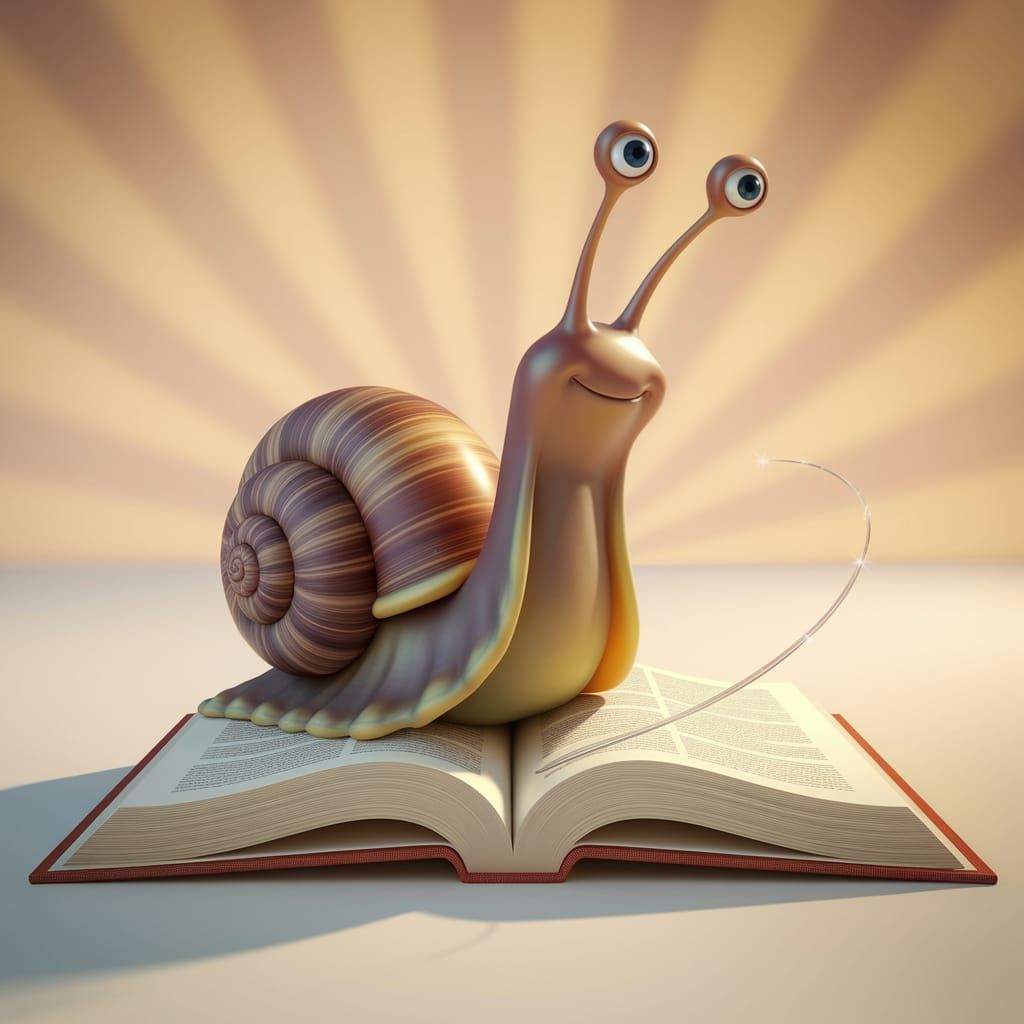 Snail Reads Book in Pixar-Style 3D Art