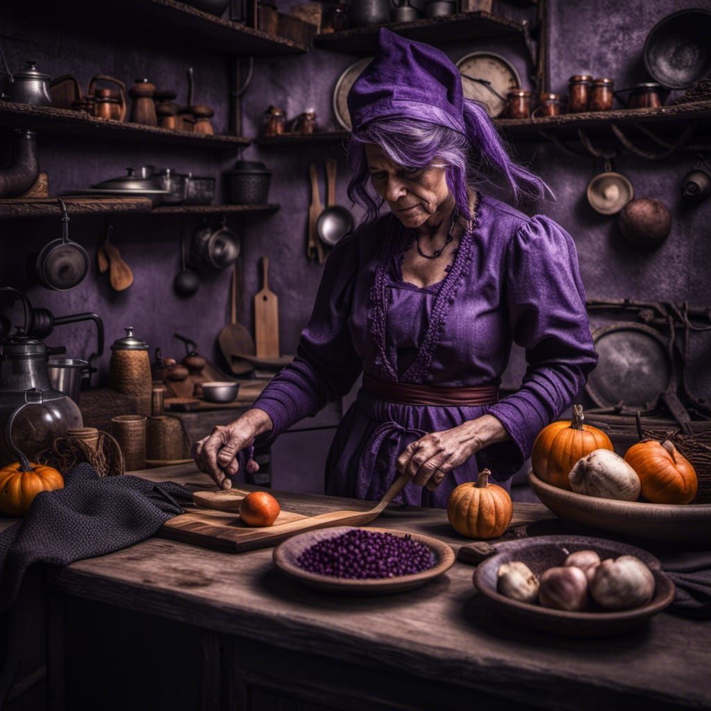 Hyperrealistic Kitchen Witch with Intricate Details