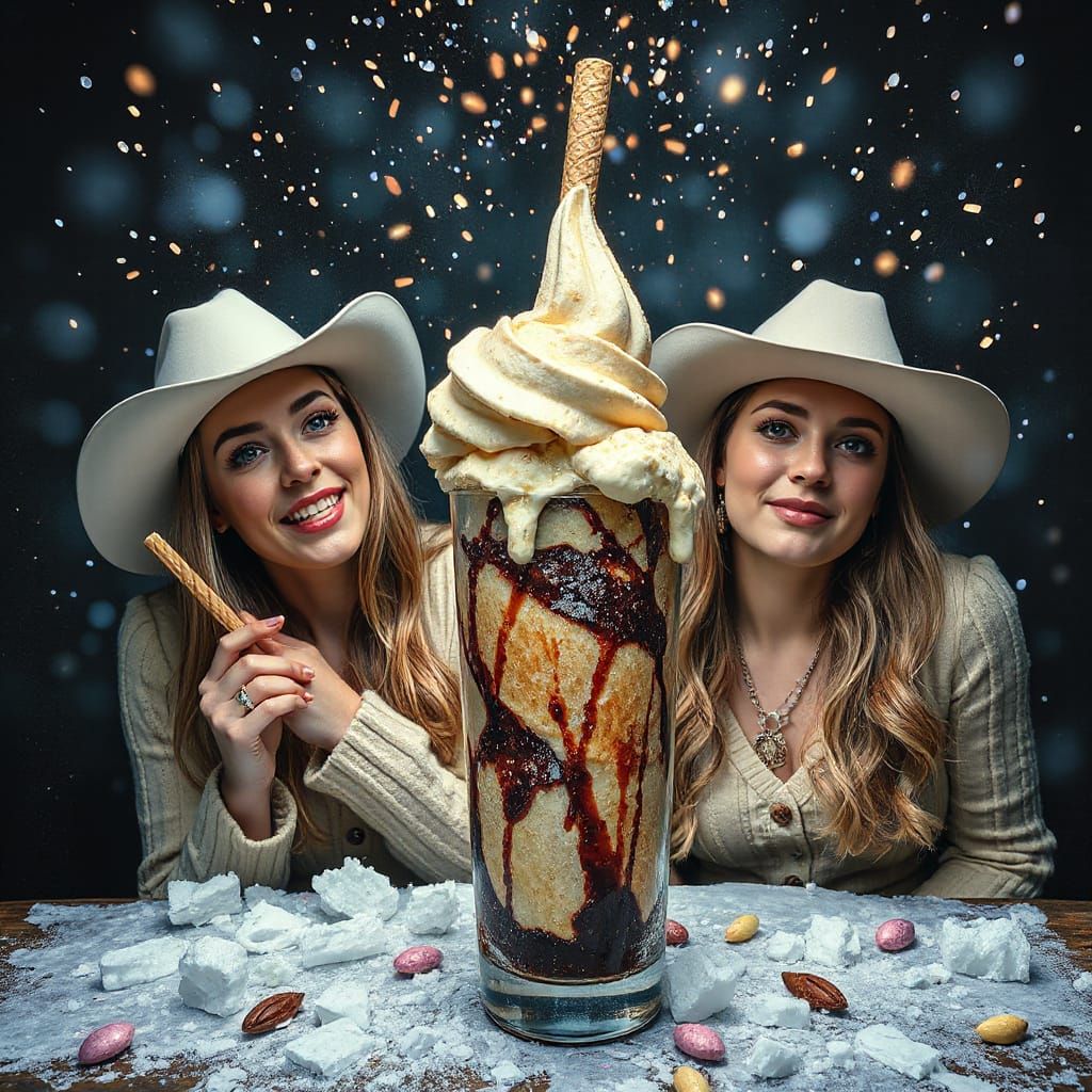 Expressionist Cowgirls Scream for Ice Cream in Snowpunk Styl...