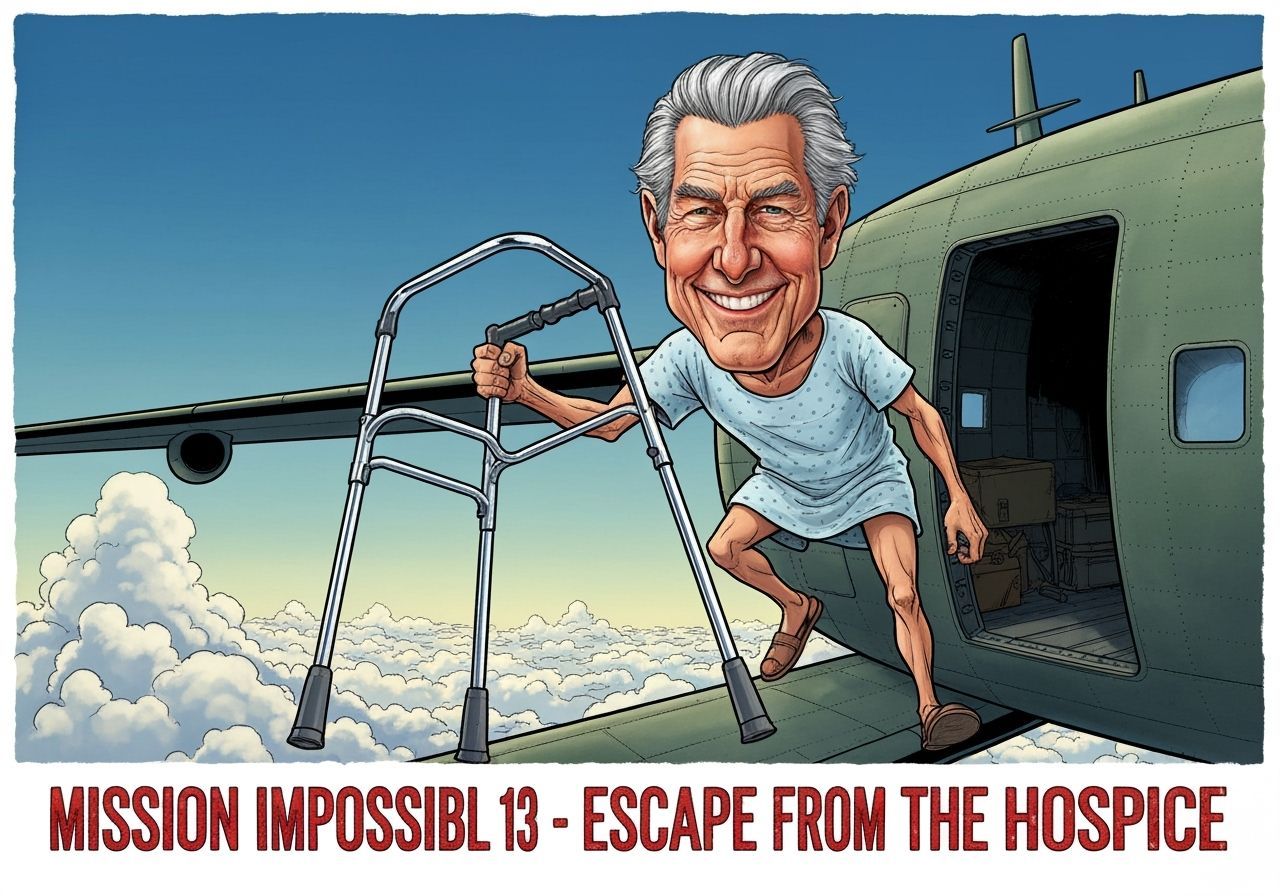 Elderly Adventurer Leaps from Plane with Walking Frame