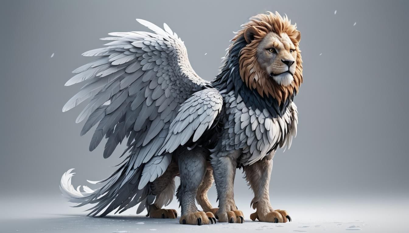 Majestic White Griffon in 3D Digital Art
