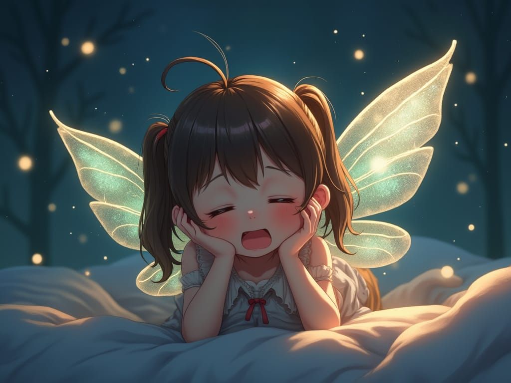 Cute Pixie Waking Up in Anime Style