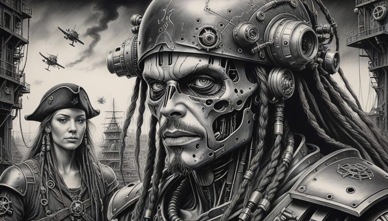 Cyborg Pirate in Steam-Punk Haven