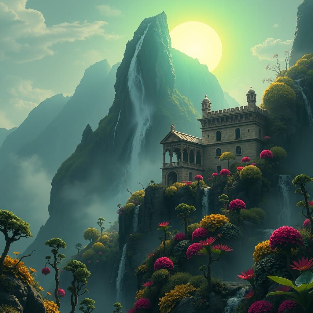 Epic Mountain Waterfall Temple v2