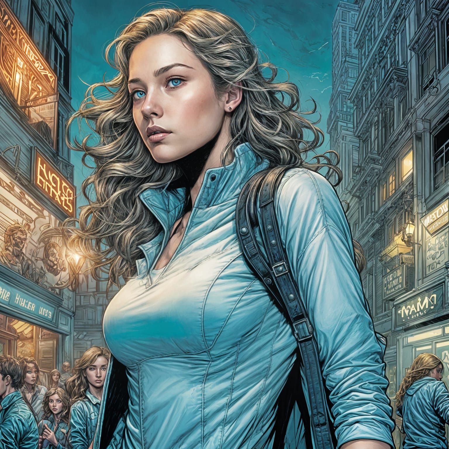 Teen Girl Portrait in Comic Book Style