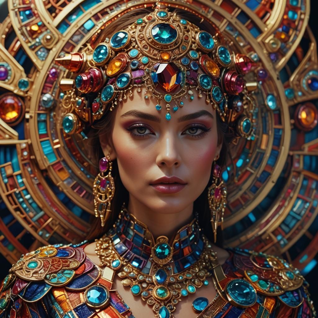 Woman in Futuristic Jewelry: Hyperrealistic Portrait